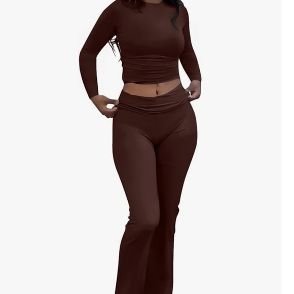 Long Sleeve Pullover and Fold Over Set in Brown - Picture 1 of 7